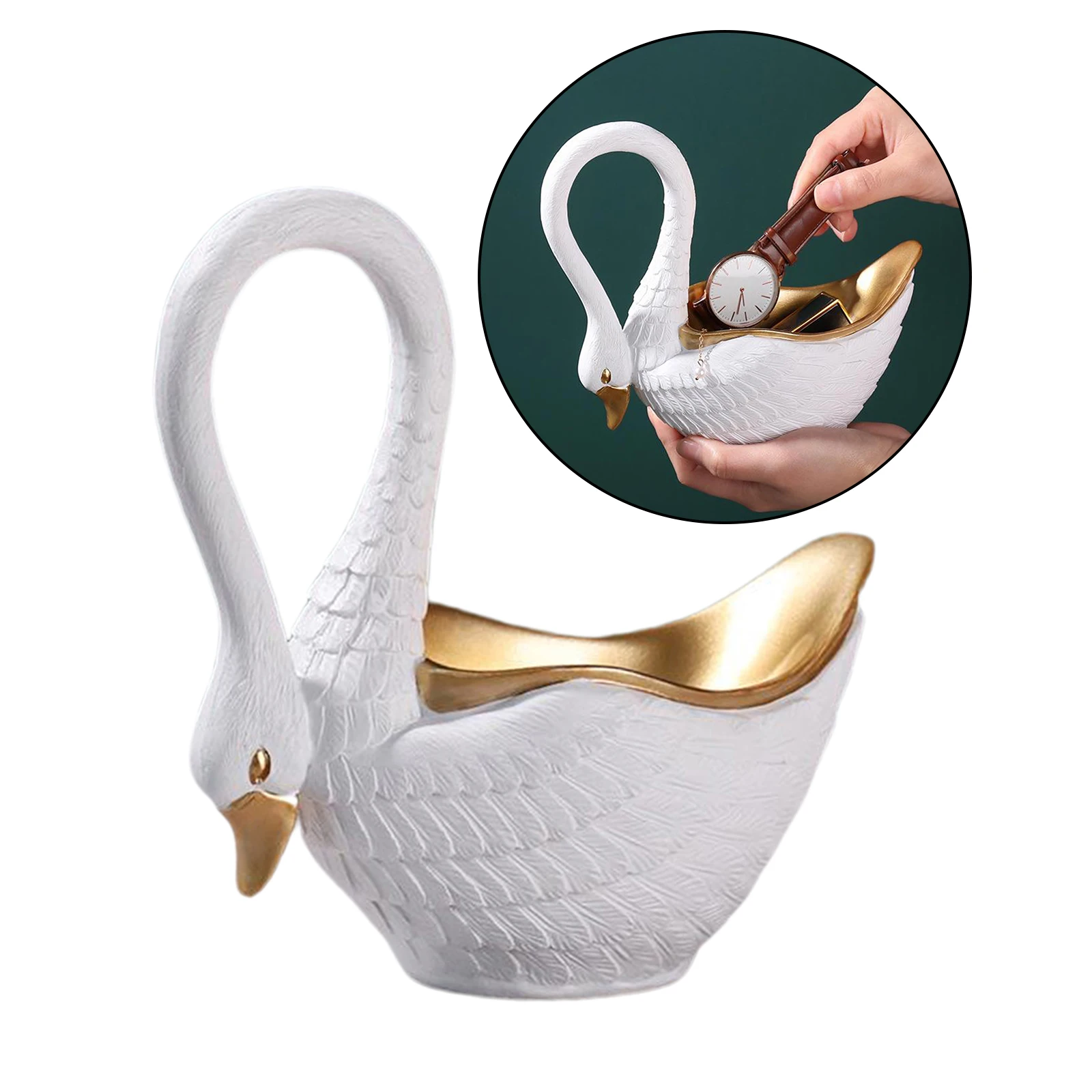 Home decoration for living room table resin Animal statue Crafts candy nut key phone storage box swan figurine wedding gift