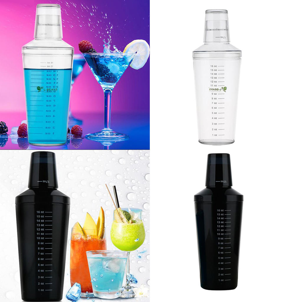 1 piece Plastic Cocktail Shaker Home Bar Martini Shaker Wine Alcohol Mixing Tools Cocktail Jigger/Liquor Mixer, 550ml