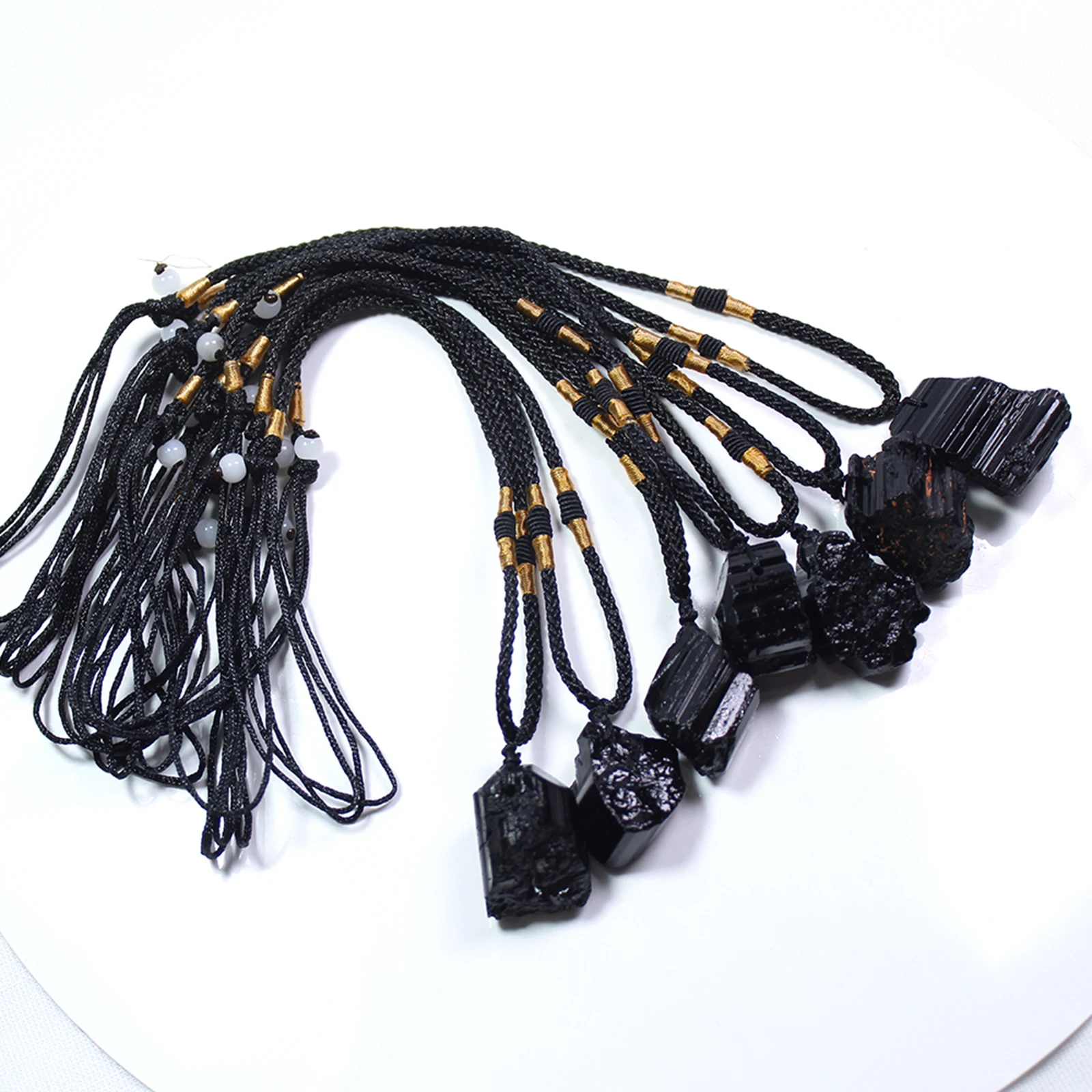 Black Tourmaline Reiki Stones Rod Stick Home Protection Pendant Necklace