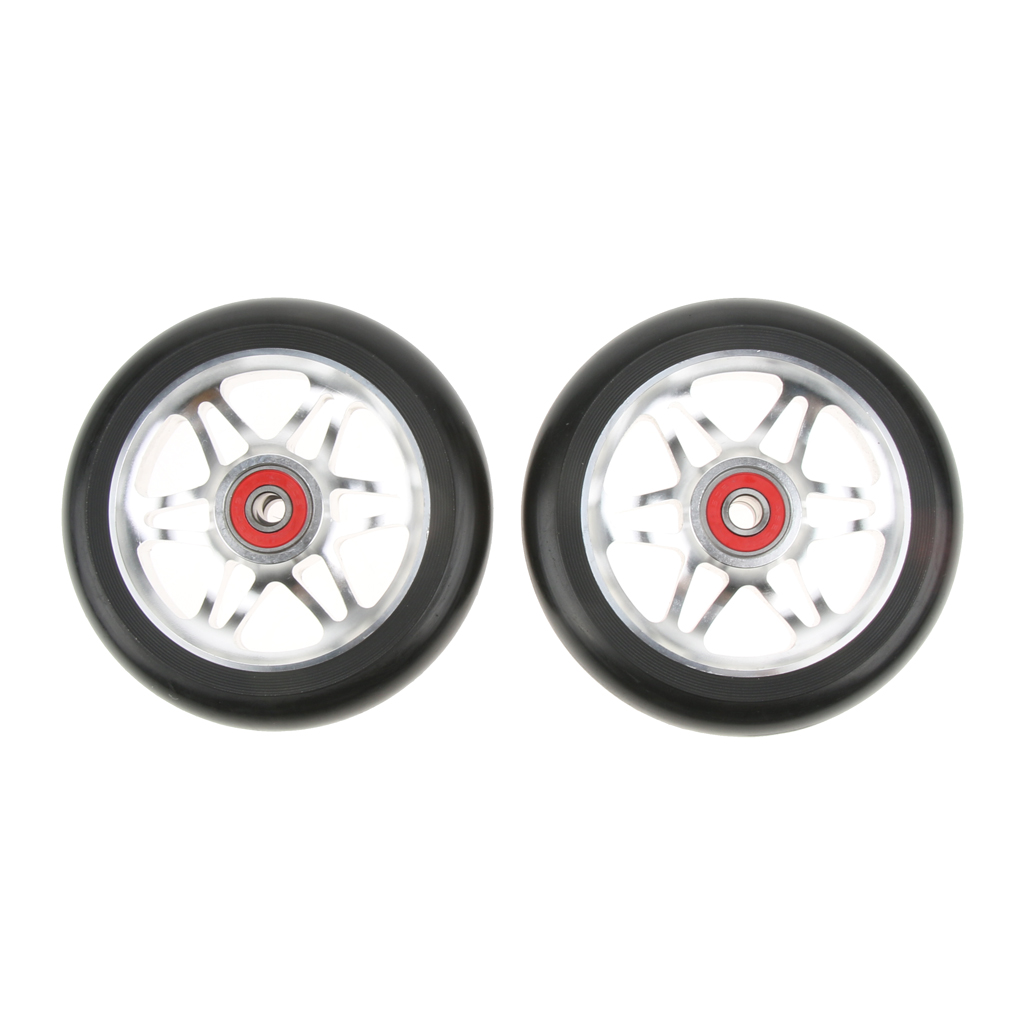 Scooter Wheels 110mm Pair - Durable Aluminum Scooter Wheels - Pro Scooter Wheels with Bearings installed - 24mm x 110mm, 88A PU