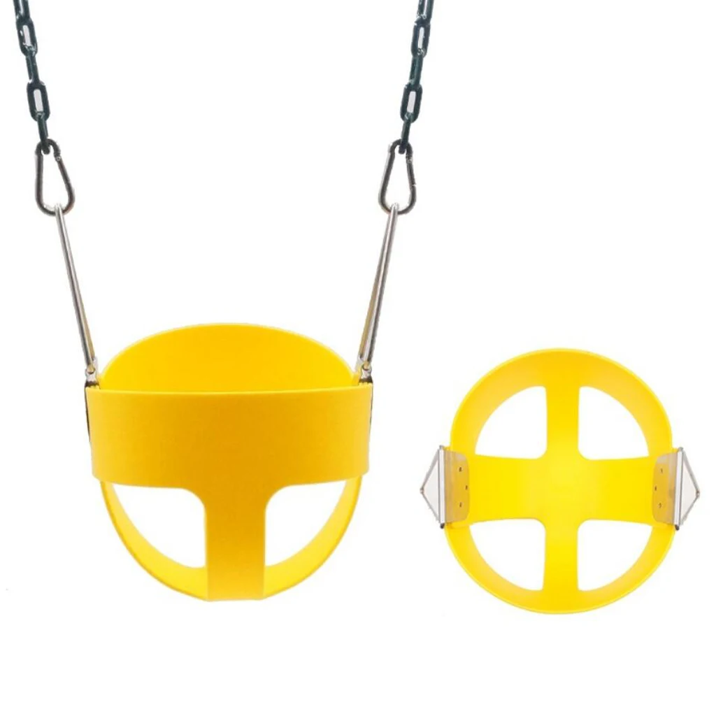 Heavy-Duty High Back Full Bucket Toddler Swing Seat with Chains Assembled Yellow 