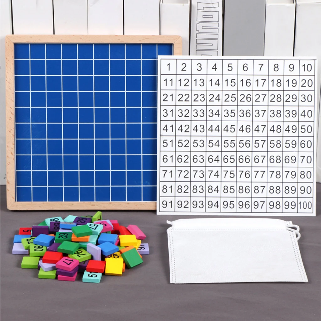 Math Learning Toy Montessori 1-100 Numbers Hundred Board Counting for Kids