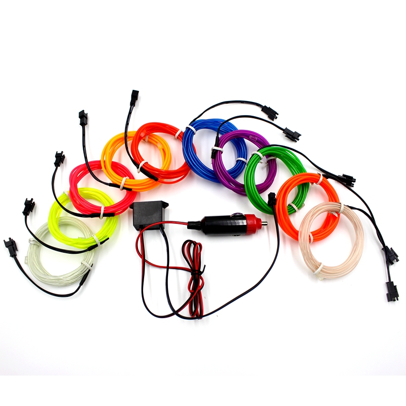 5M EL Wire Neon Light Novelty Light Neon LED lamp Flexible Rope Tube LED Strip String light Car Decoration With 6mm Sewing