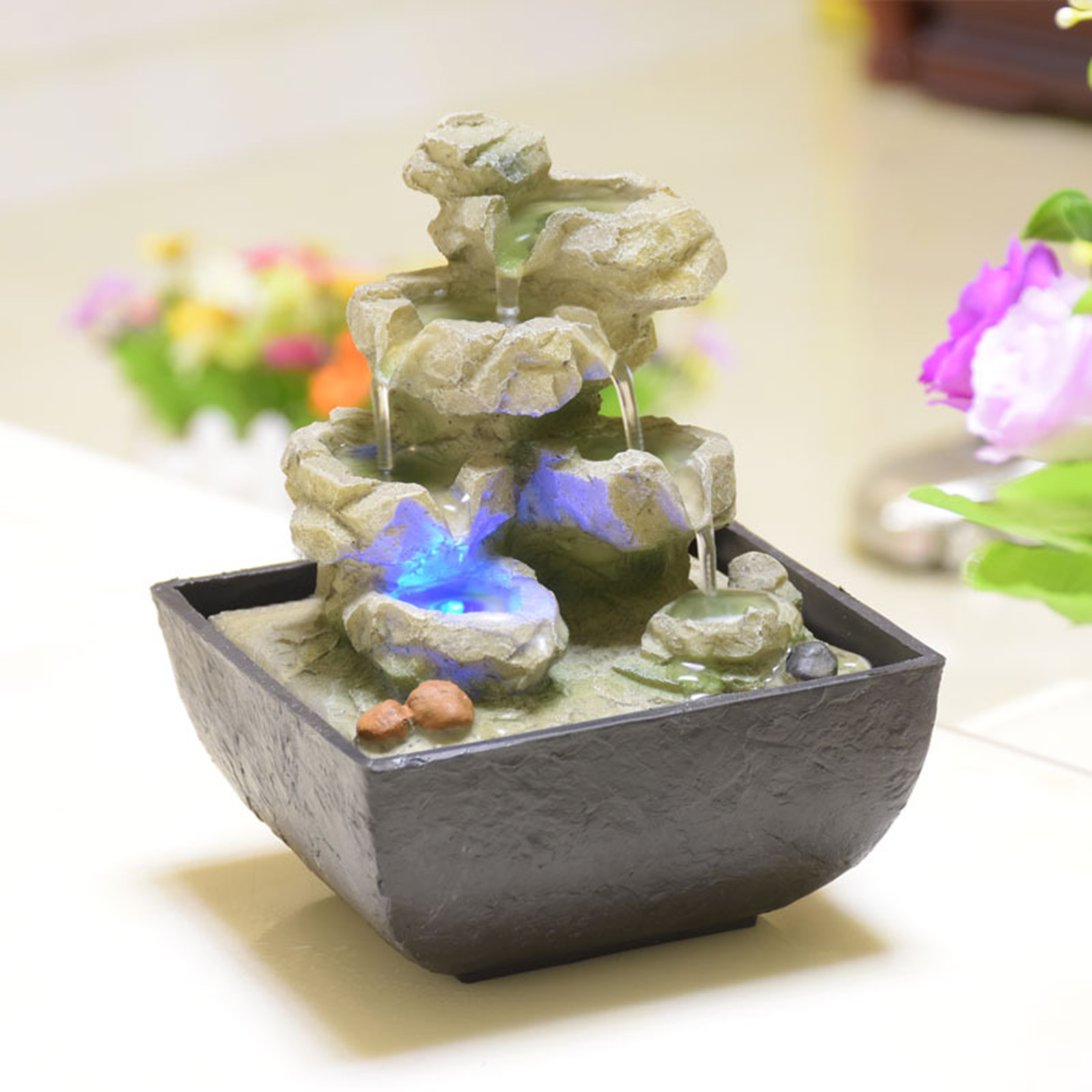 Relaxation Indoor Fountain Waterfall Feng Shui Tabletop Water Sound Table Ornament Craft Home Decoration Accessories