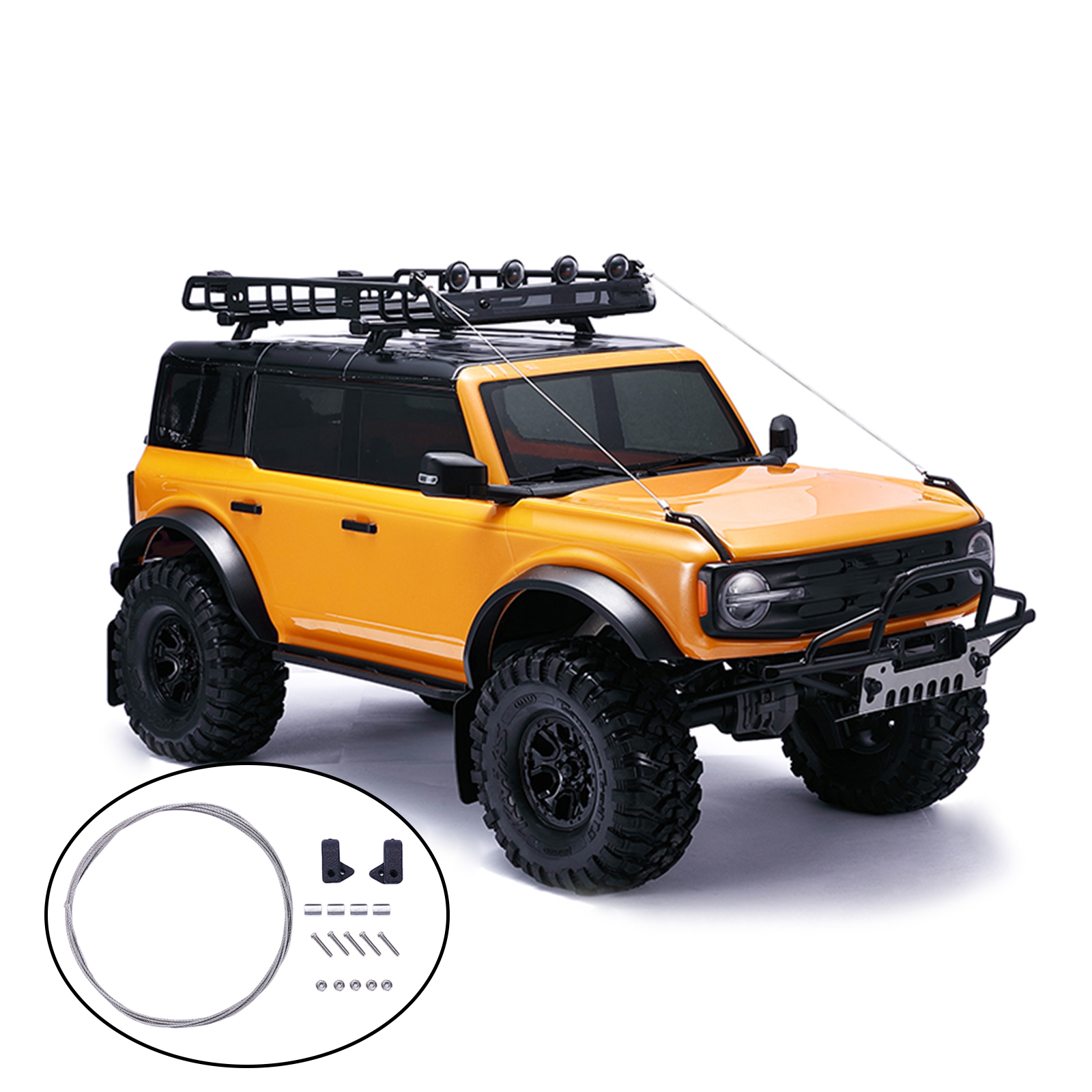 RC Car Metal Front Pull Wire Steel Rope Fit for Ford bronco 1:10 RC Off-Road Rock Crawler Model Car Climbing Truck Accs
