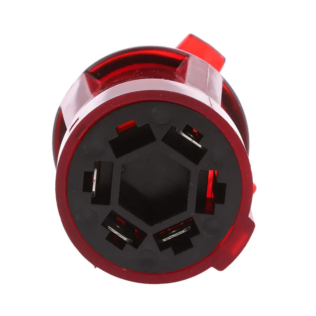 Trailer Plug Light Adapter Connector RV 7 Way Round 4 Pin Flat with Dust Cap-Red