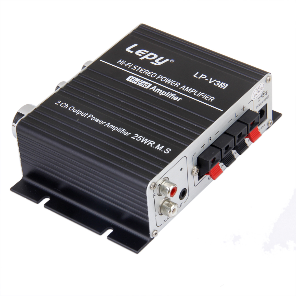 DC12V Car Motorcycle Mini Hi-Fi Stereo Audio Amplifier MP3 for  -V3