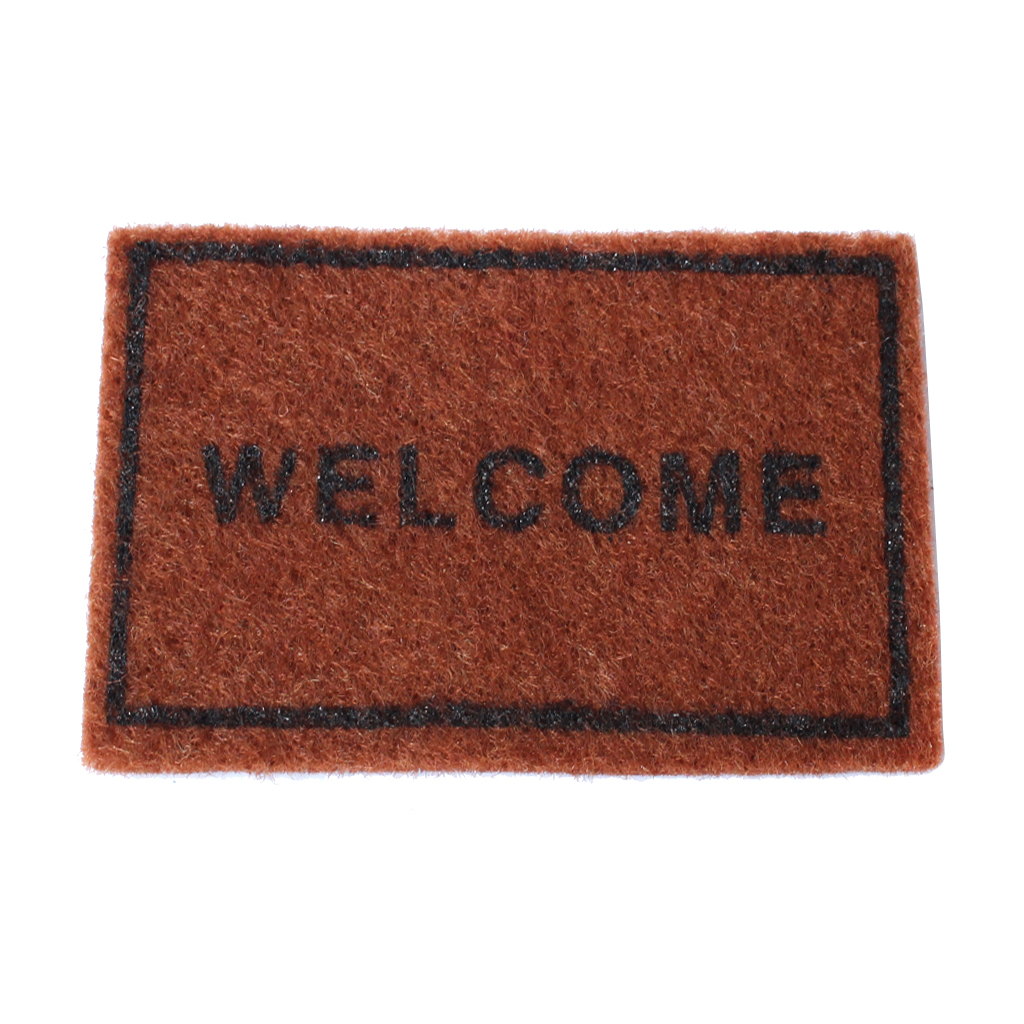 Dollhouse Miniature Rug, Brown WELCOME Flooring Carpets for Doll Living Room Decor