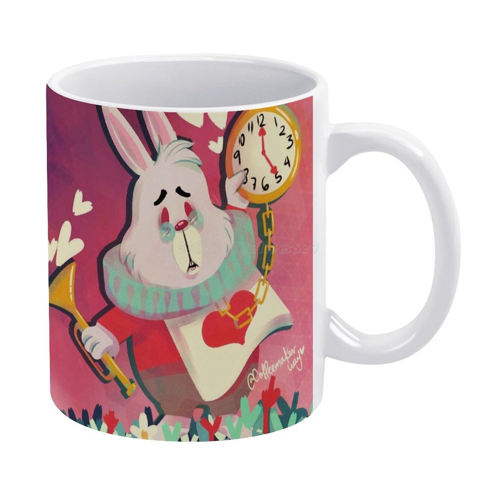 DÉPÊCHEZ VOUS! Tasse blanche créative pour amis et famille, 11 Oz, tasse à  café en céramique, Alice en lapin blanc, palette de couleurs magique My Art  | AliExpress