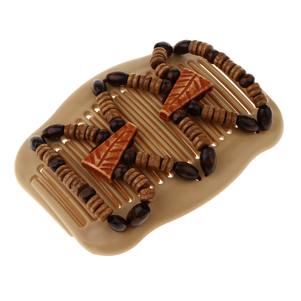 Ladies Elastic Easy Magic Wood Beads Double Hair Combs Clip Party Prom Hair Accessories