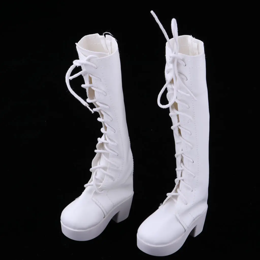 Fashion Lace Up High Heel Boots White For 1/3  Doll Clothes Accs