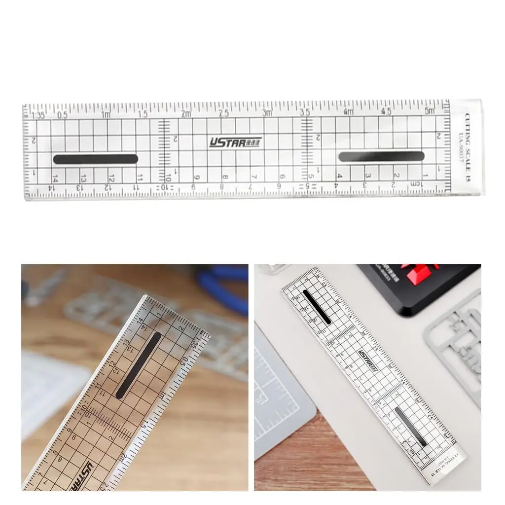 Creative Student Math Ruler Transparent Portable 1/35 Scale Drawing Ruler for School