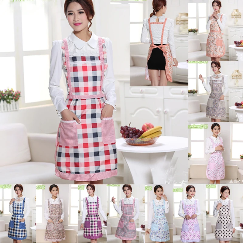 Women Cooking Chef Kitchen Home Restaurant Bib Aprons Dress With Pocket Gift New 
