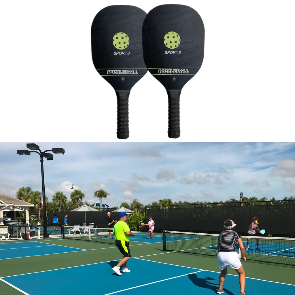 Pickleballs Rackets Set Cushion Wide Body Wood Comfort Grip Bundle Lightweight Poplar Paddle for Indoor Outdoor Adults