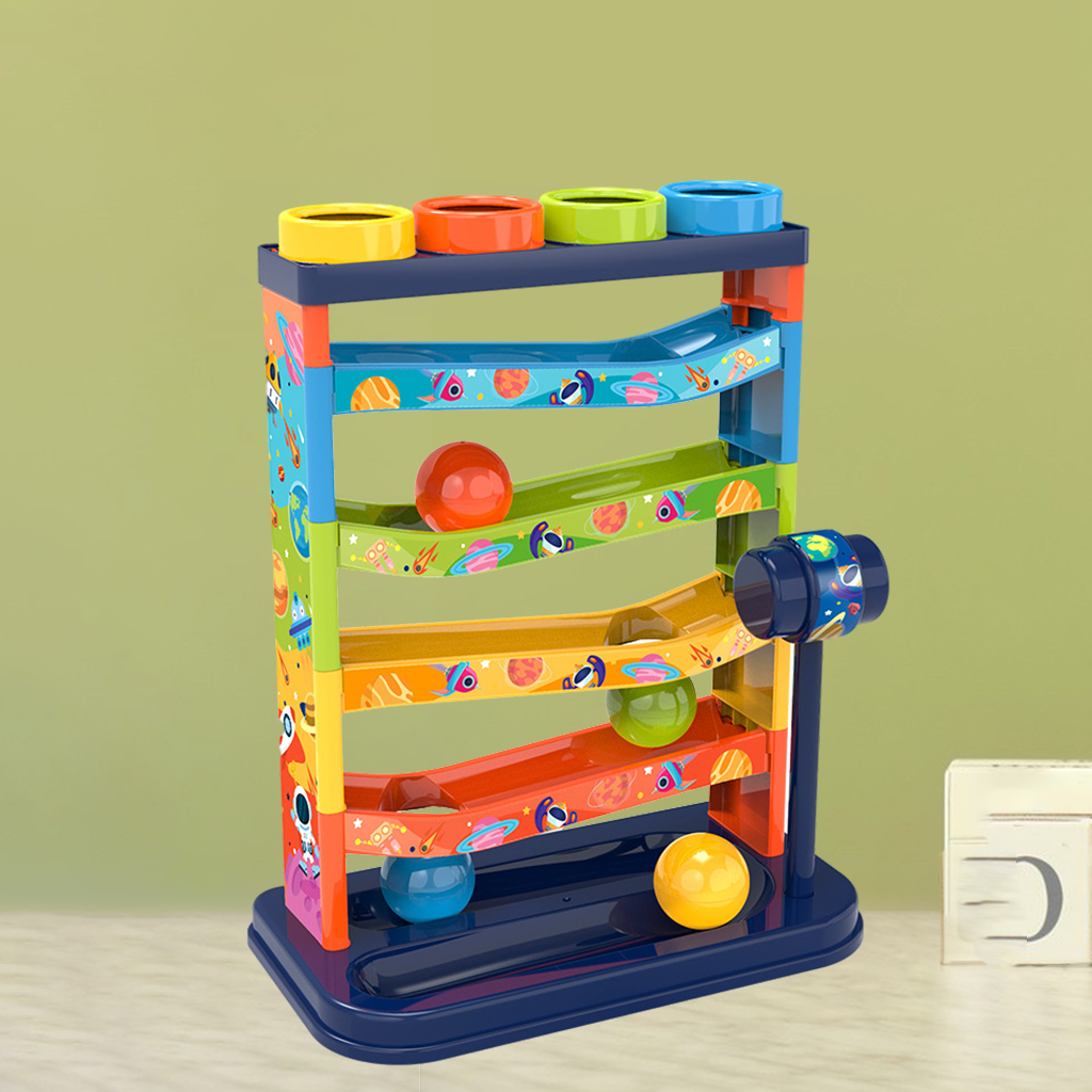 Toddler Car Ramp Toys Ball Race Tracks for Toddlers with 10 Mini Cars, Toy