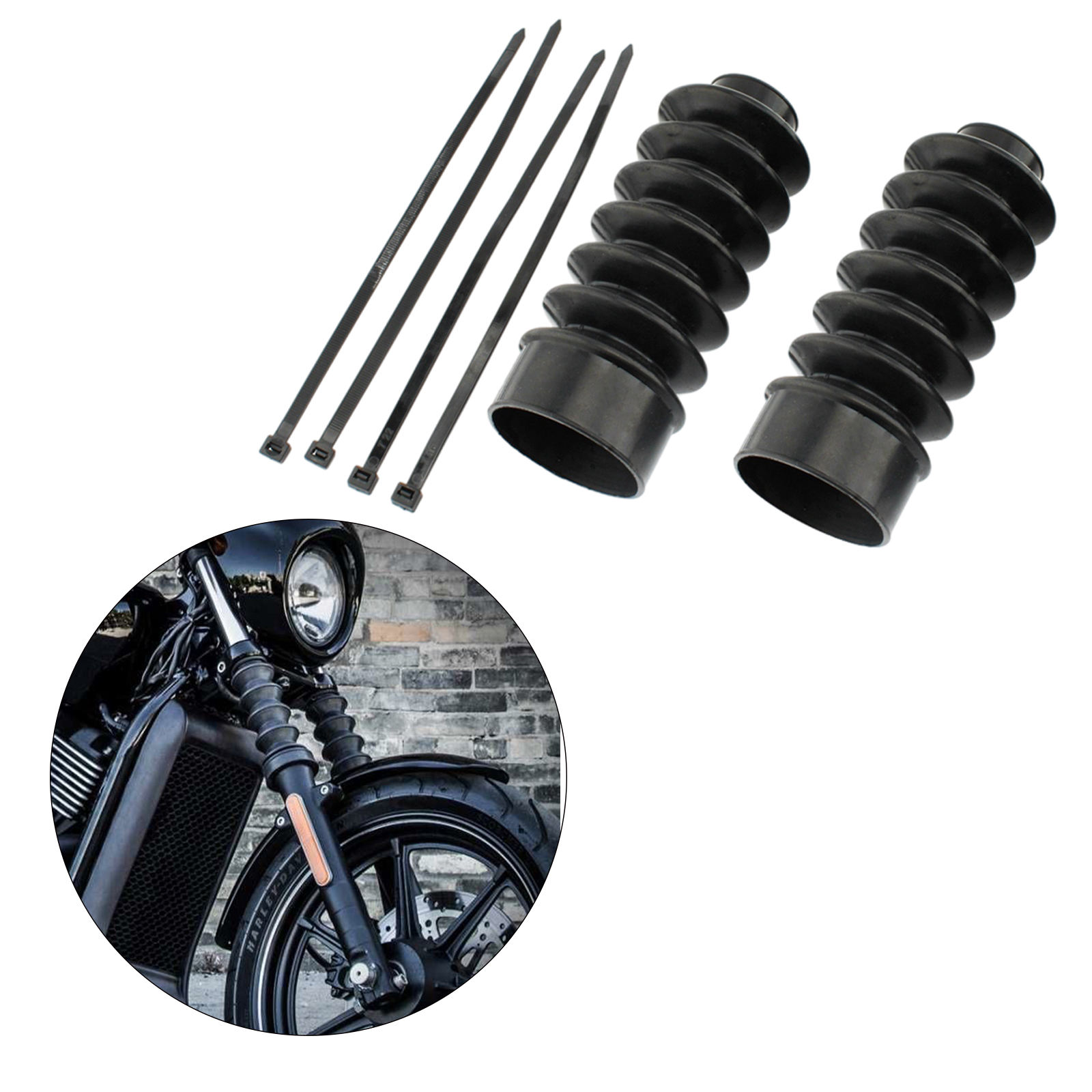 Front Fork Cover Gaiters Dust Cover with 39mm Fork Fit for Harley Davidson XL 1973-up FX XL883 XL1200