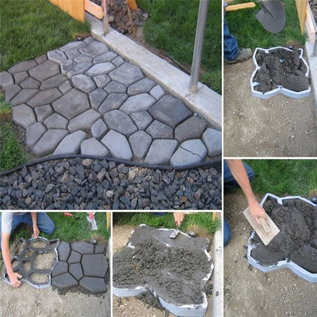 DIY Stepping Stone Block Pavement  Buildings Cement Paver Path Maker Mold Garden Paving Mould