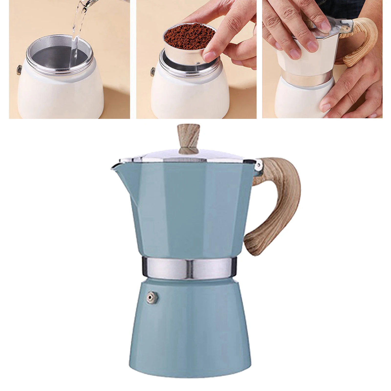 Aluminum Mocha Coffee Maker Portable Percolator Home Office Mocha Pot Espresso Maker 3Cups/6Cups Easily Wash & Clean Aluminum Mocha Coffee Maker Portable Percolator Home Office Mocha Pot Espresso Maker 3Cups/6Cups Easily Wash & Clean