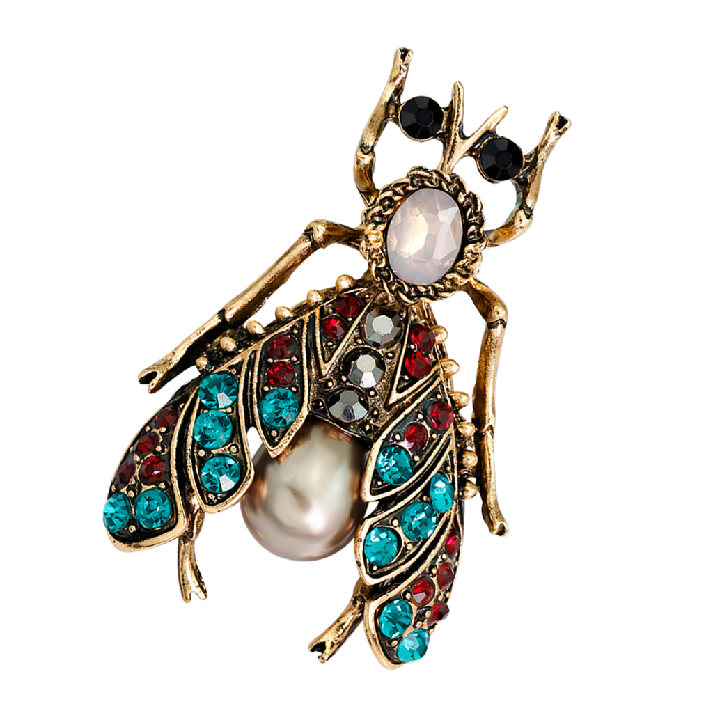 Rhinestone Bee Insect Brooch Pins Imitations Pearls Bug Scarf Feast Hijab Enamel Pins Jewelry Large For women's wedding jewelry