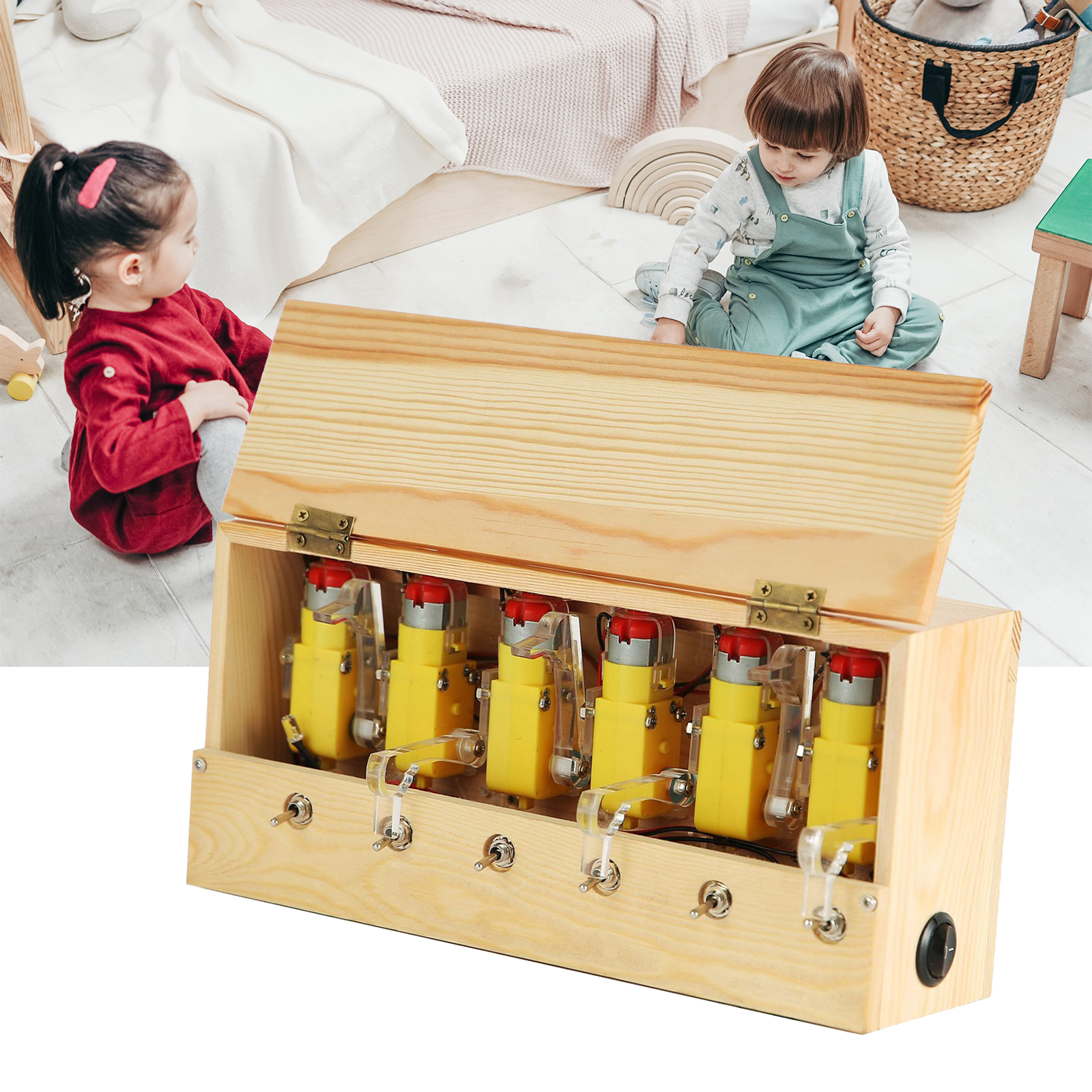 Useless Box Leave Me Alone Machine Box Natural Wooden Toy for Desk Toys