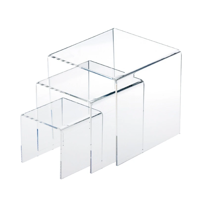 Clear Acrylic Display Riser Jewelry Showcase Display 2Sets of 3pcs 