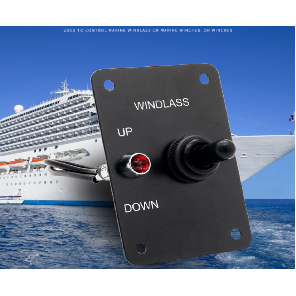 Aluminum Anchor Windlass Up/Down Toggle Switch Panel with LED Indicator, 12V 5A