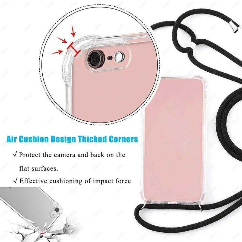 Clear Phone Case For Samsung Galaxy S22 S21 S20 Plus Ultra S10 S9 S8 S 21 Note 20 10 9  Case With Strap Chain Cord Lanyard Cover samsung cases cute
