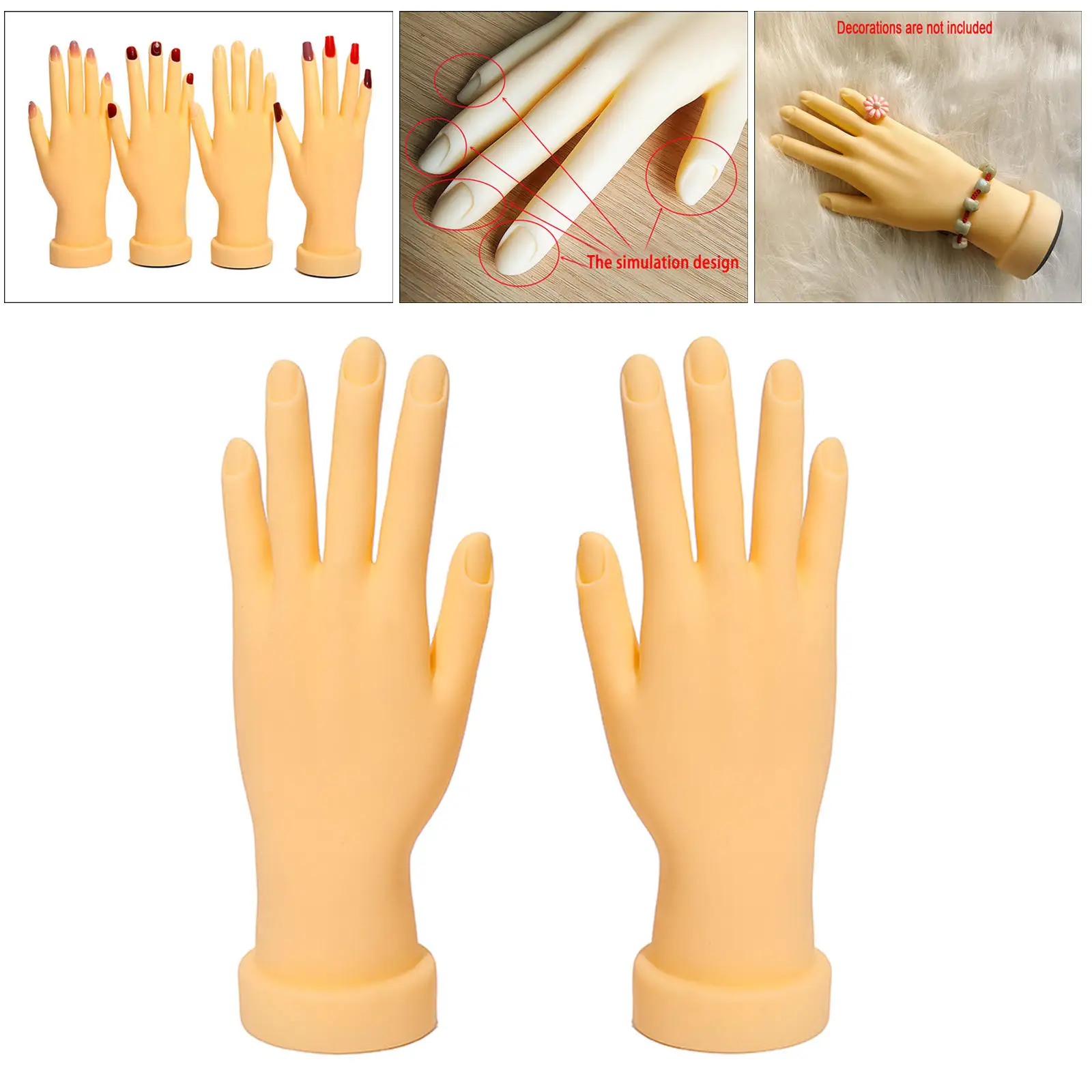 Nail Practice Hand Bendable Silicone Rubber Art Supplies Fake Model for Nails Practice