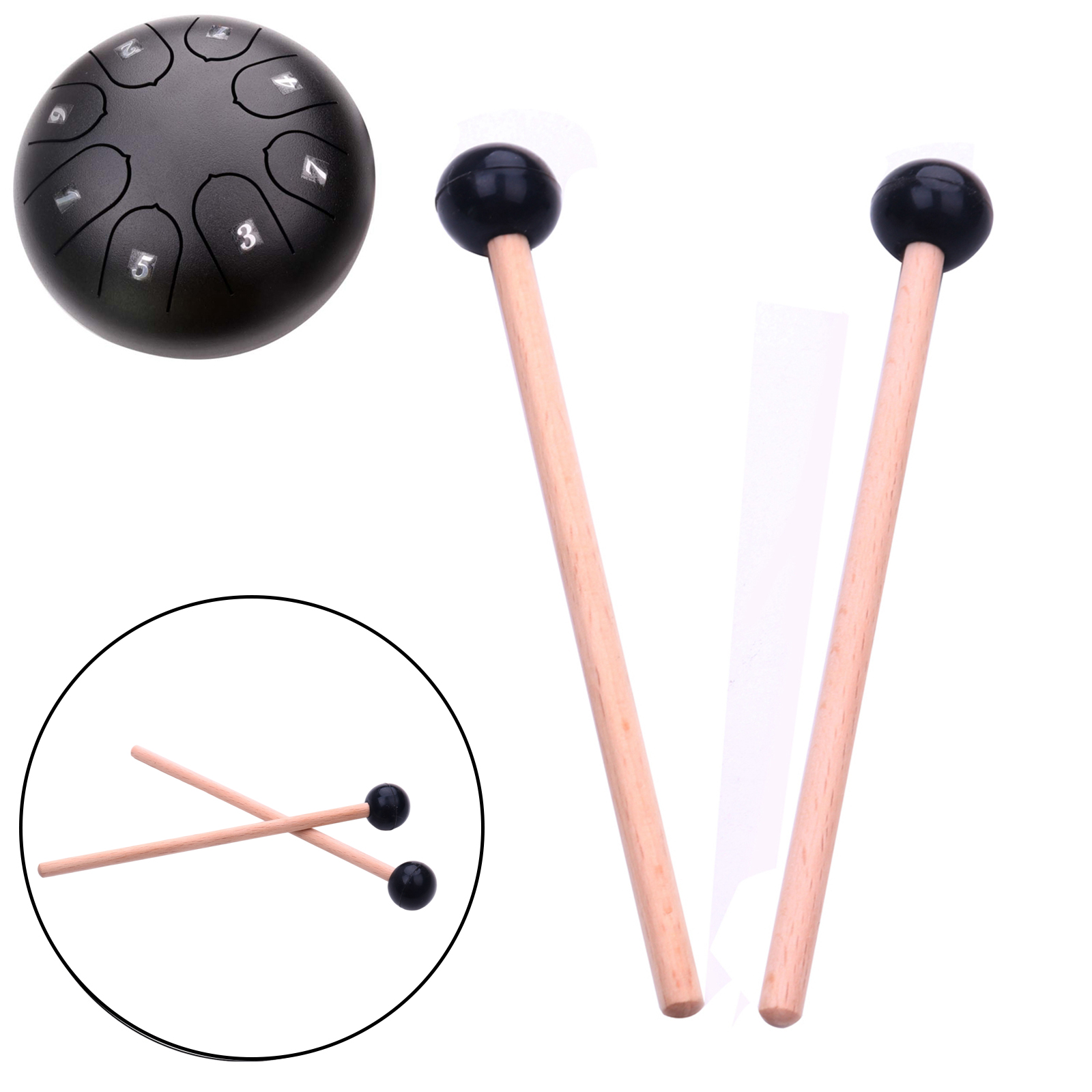 1 Pair Professional Wood Drumstick Percussion Rubber Head Marimba Mallets Instrument Accessories 5.71inch