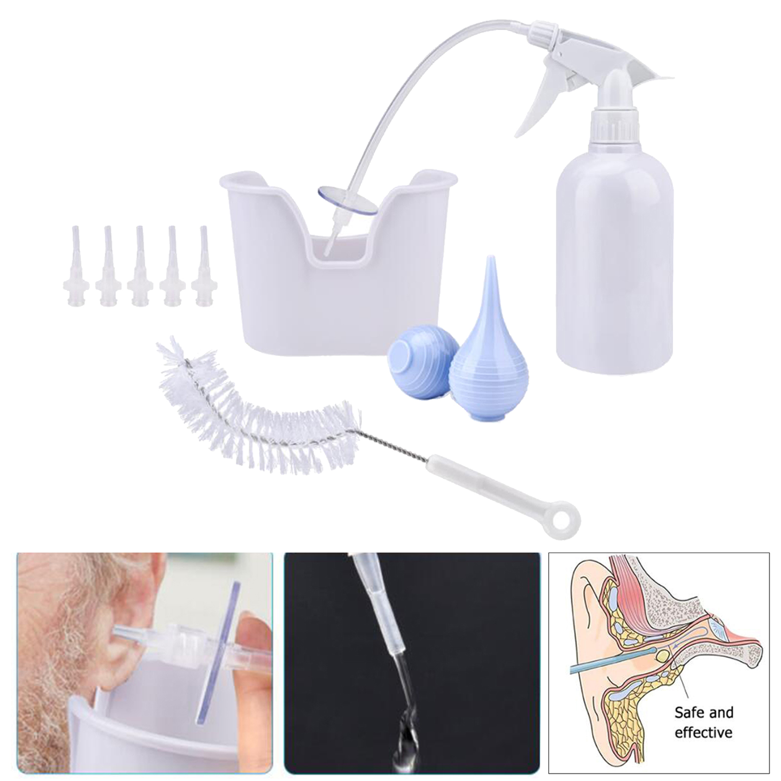 Earwax Removal Set Ear Wax Washer Cleaner Tool With 5 Replacement Tips Bulb Syringe Ear Irrigation Washer Bottle System