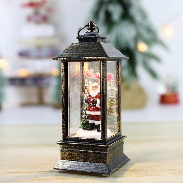 Christmas Snow Globe Lantern Telephone Booth Swirling Water Glittering  Battery Operated Festival Ornament for Christmas Tabletop