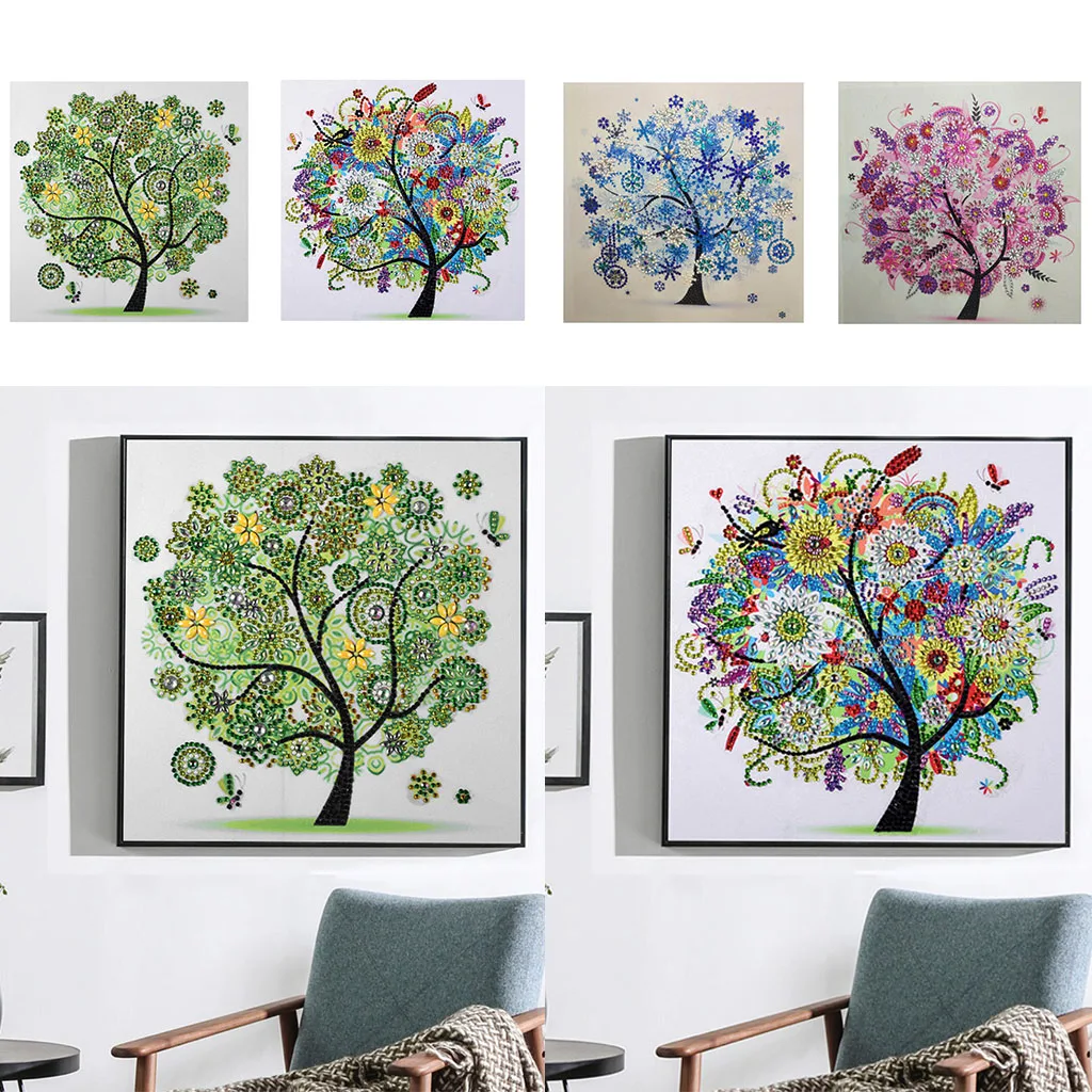 Special Shaped Diamond Painting Embroidery Kit - Four Seasons Tree for Home Living Room Bedroom Wall Decor DIY Supplies Gifts
