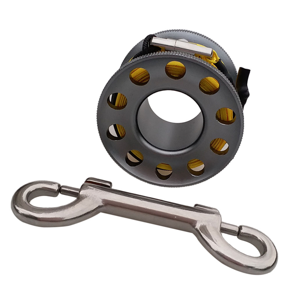Perfeclan Aluminum Alloy Compact Scuba Diving Finger Spool Reel (49ft) with Double Ended Stainless Steel Boltsnap