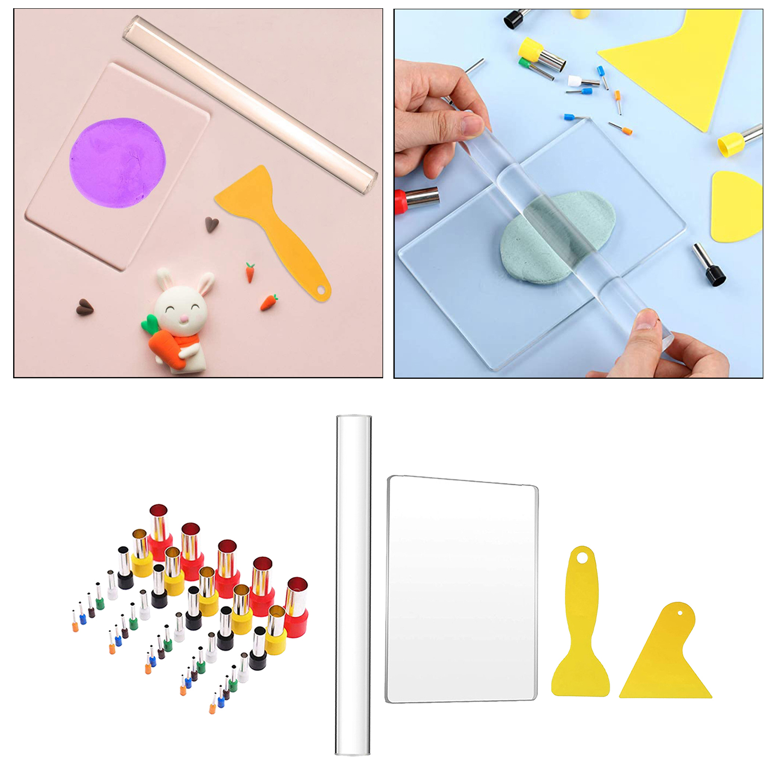 44x Clay Cutters Set Shaping Modelling Acrylic Sheet DIY Crafts Making