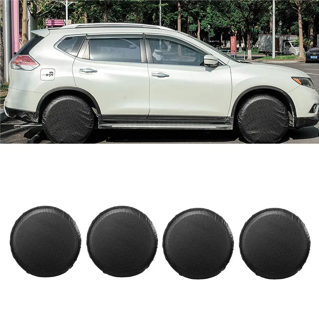 4pcs High Elastic Car Wheel Tyre Covers UV Resistant Waterproof for 27-29`` Dia Tires, with Storage Pouch