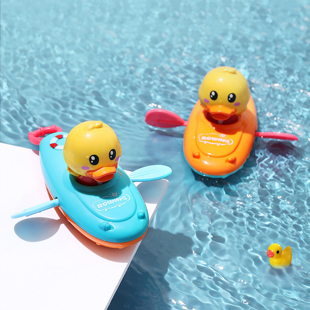 Wind Up Rowing Boat Duck Clockwork Floating Bathing Toy Water Fun for Bathtuh, Summer Inflatable Pools, Party Favors