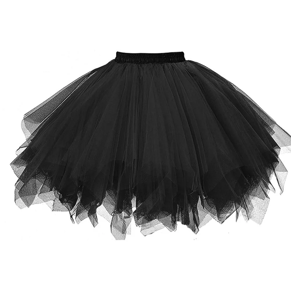 Princess Midi Fairy Tulle Skirt Pleated Dance Tutu Skirts Womens Lolita Petticoat Jupe Tulle Femme Party Puffy Skirts Adult 2021 black tennis skirt