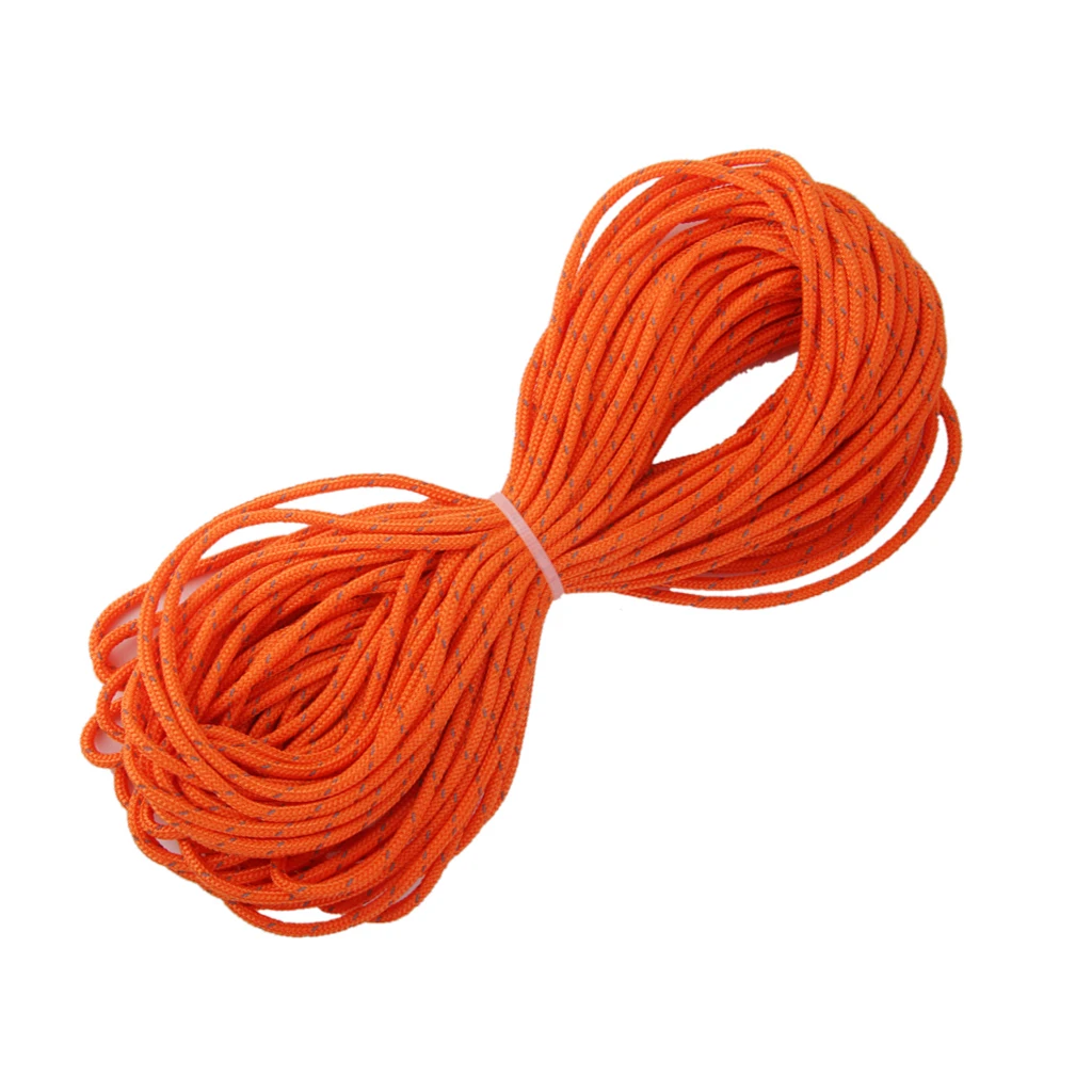3mm Orange Reflective Tent Guy Line Rope Camping Cord Paracord 20M
