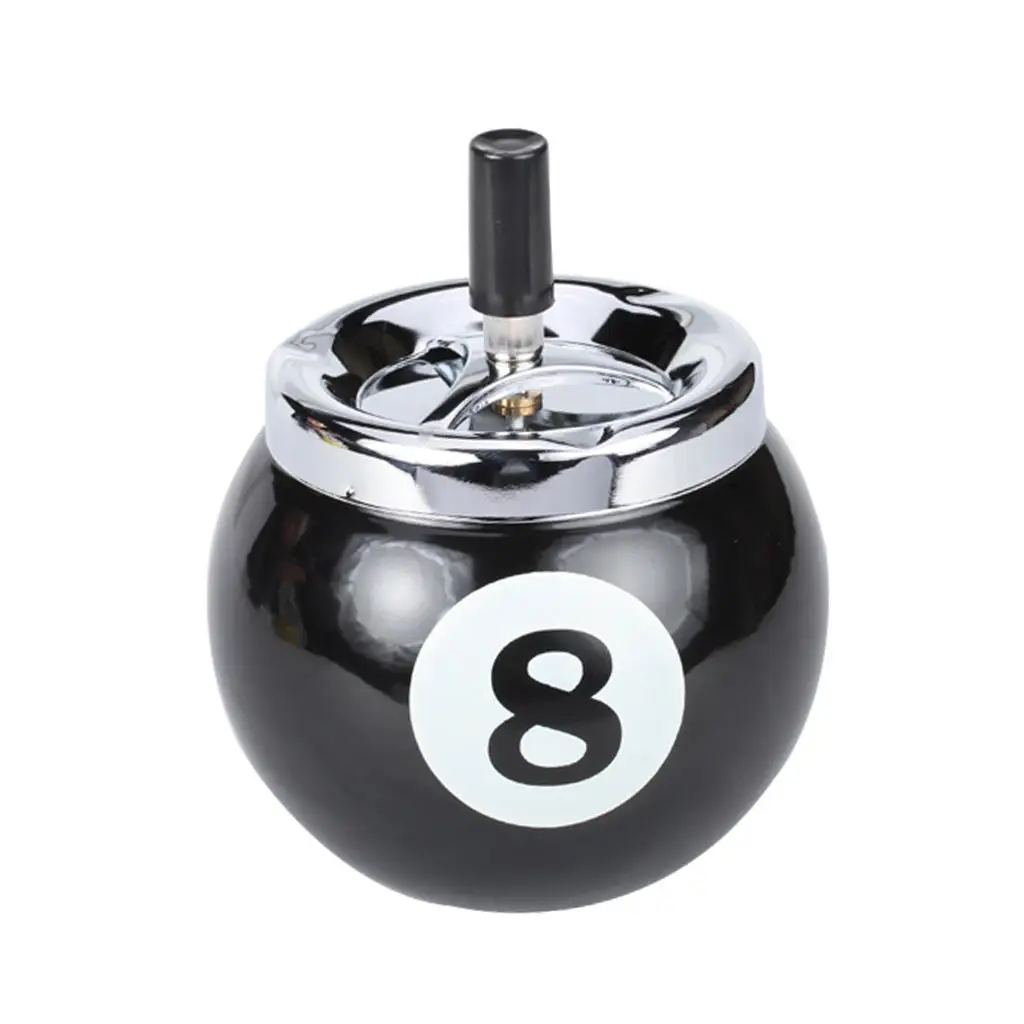 Novelty Home Car Metal Push Button Pool Billiard Ball Shape  Ashtray Holder