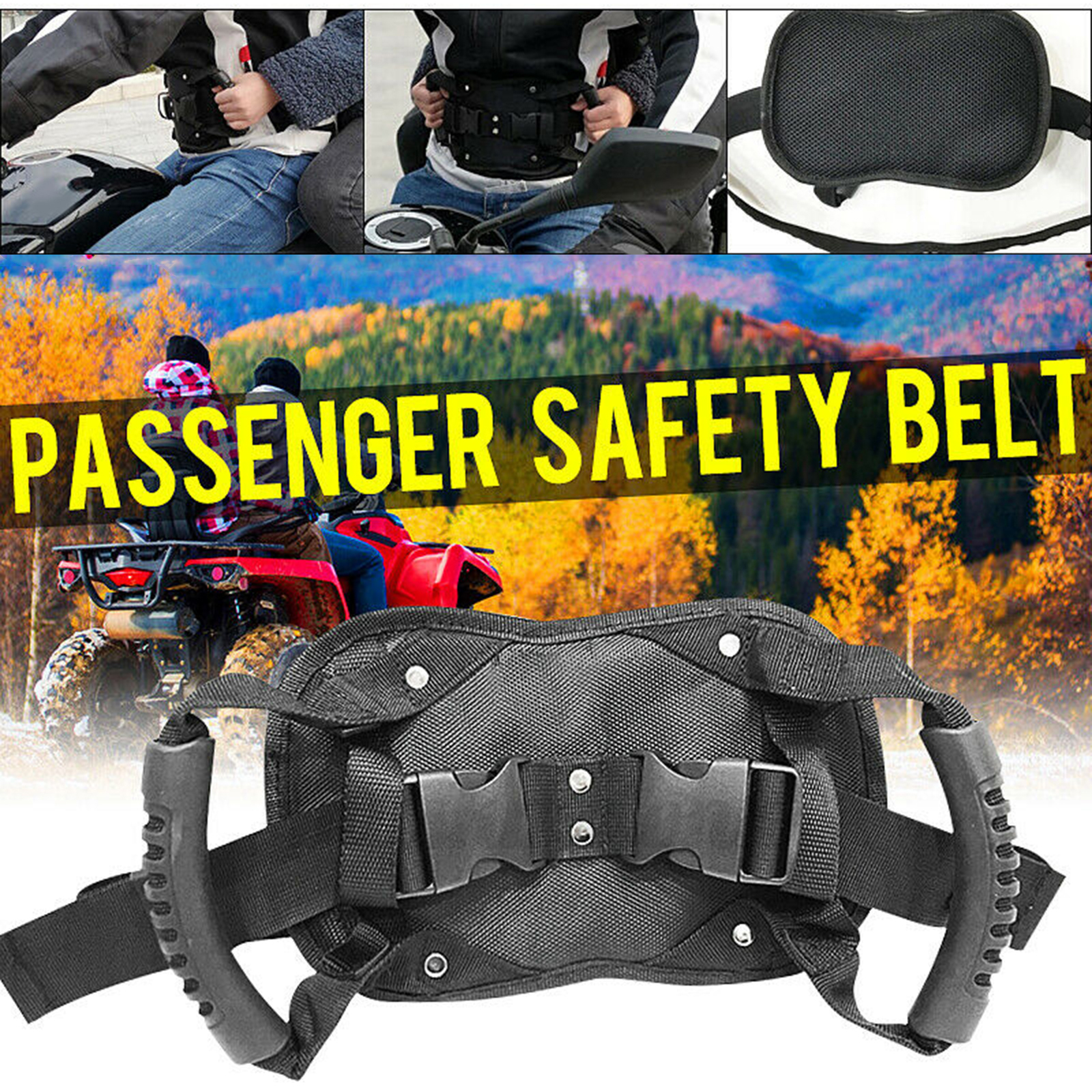 Motorcycle Scooters Safety Belt, Motorcycle Passenger Safety Belt, Adjustable Strap Grab Handle for Children Elderly Passenger
