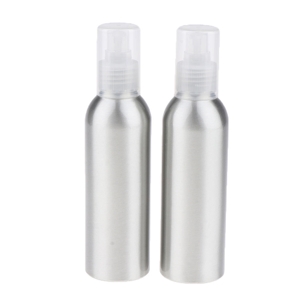 2Pcs Empty Airless Lotion Cream Pump Aluminum Container Cosmetic Bottle Dispenser Travel Containers - 150ml