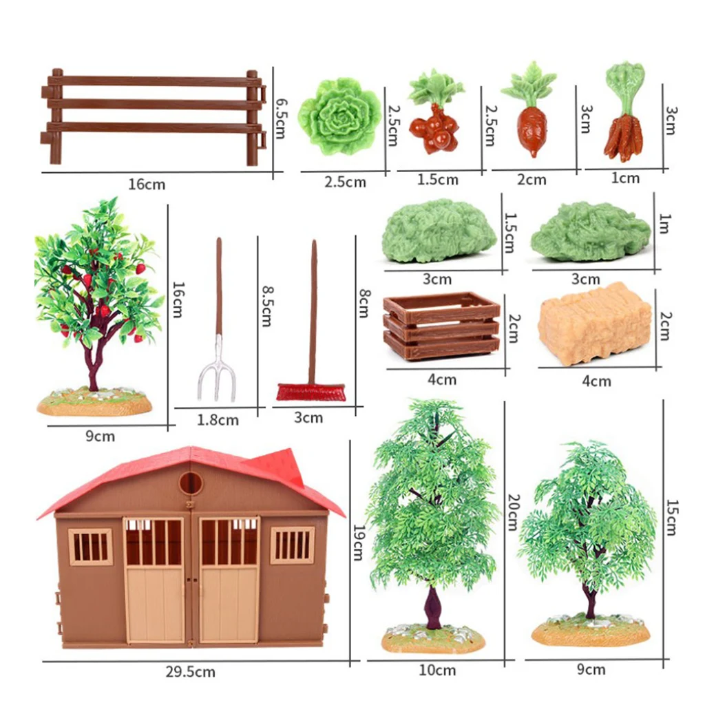 Lifelike Building Farm Miniatures House Vegetables Fence Decor Playset Props 