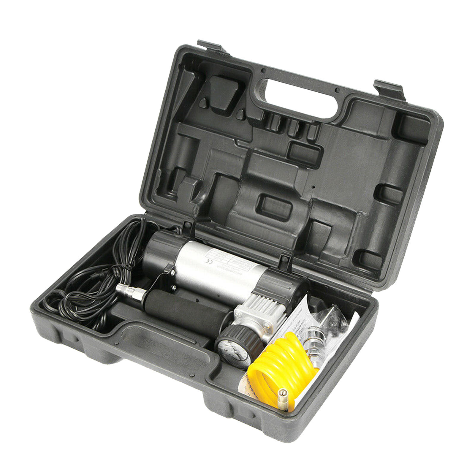 Compact Electric Auto Tyre Air Compressor Pump 12V DC 35L/MIN Ball Motorbike Cigarette Charger Inflator with Carry Case