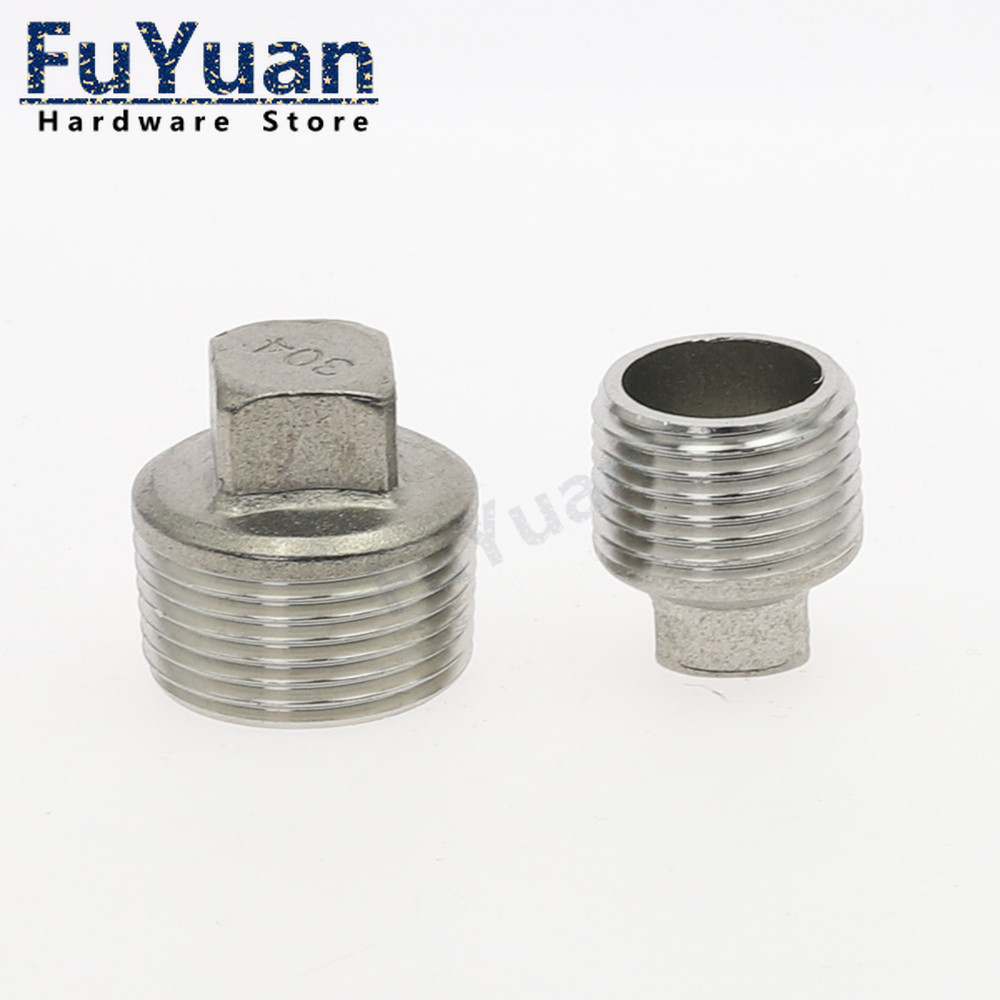 1 Stück SS 304 Edelstahl 1/4" 3/8" 1/2" 3/4" 1" 1-1/4' 1-1/2" BSP Rohrverschraubung mit Außengewinde, Vierkantkopfstopfen SS304 – Detail 5