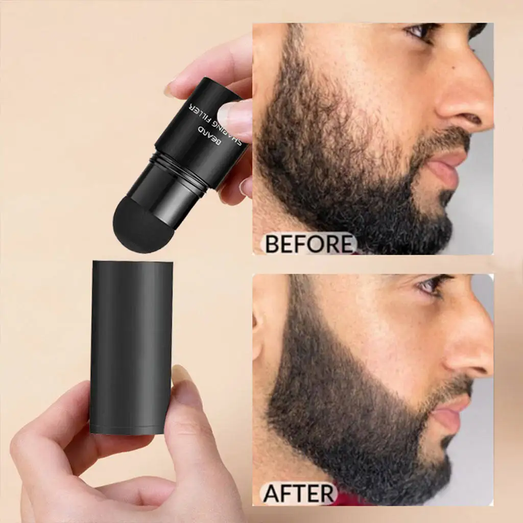 Beard Shadow with Brush Waterproof Effective Enhance Concealer Pen Applicator for Beard Mustache Cover Facial Hair Eyebrows Men