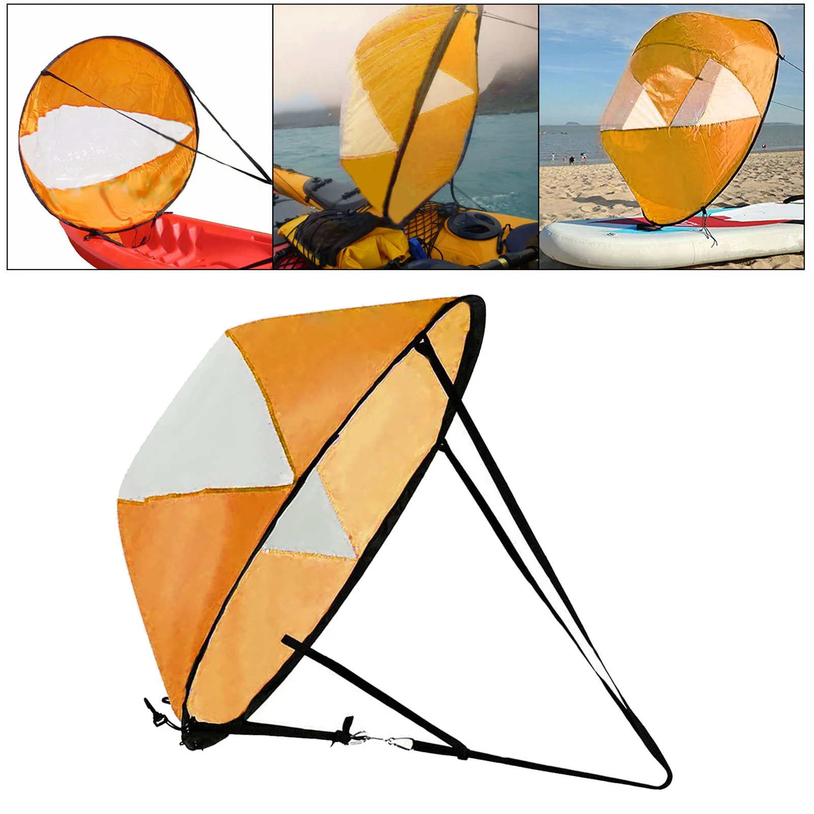 Foldable Kayak Boat Wind Sail Summer Surfing Wind Paddle Kayak Sail Durable Downwind Paddle Rowing Boats Wind w/ Clear Window