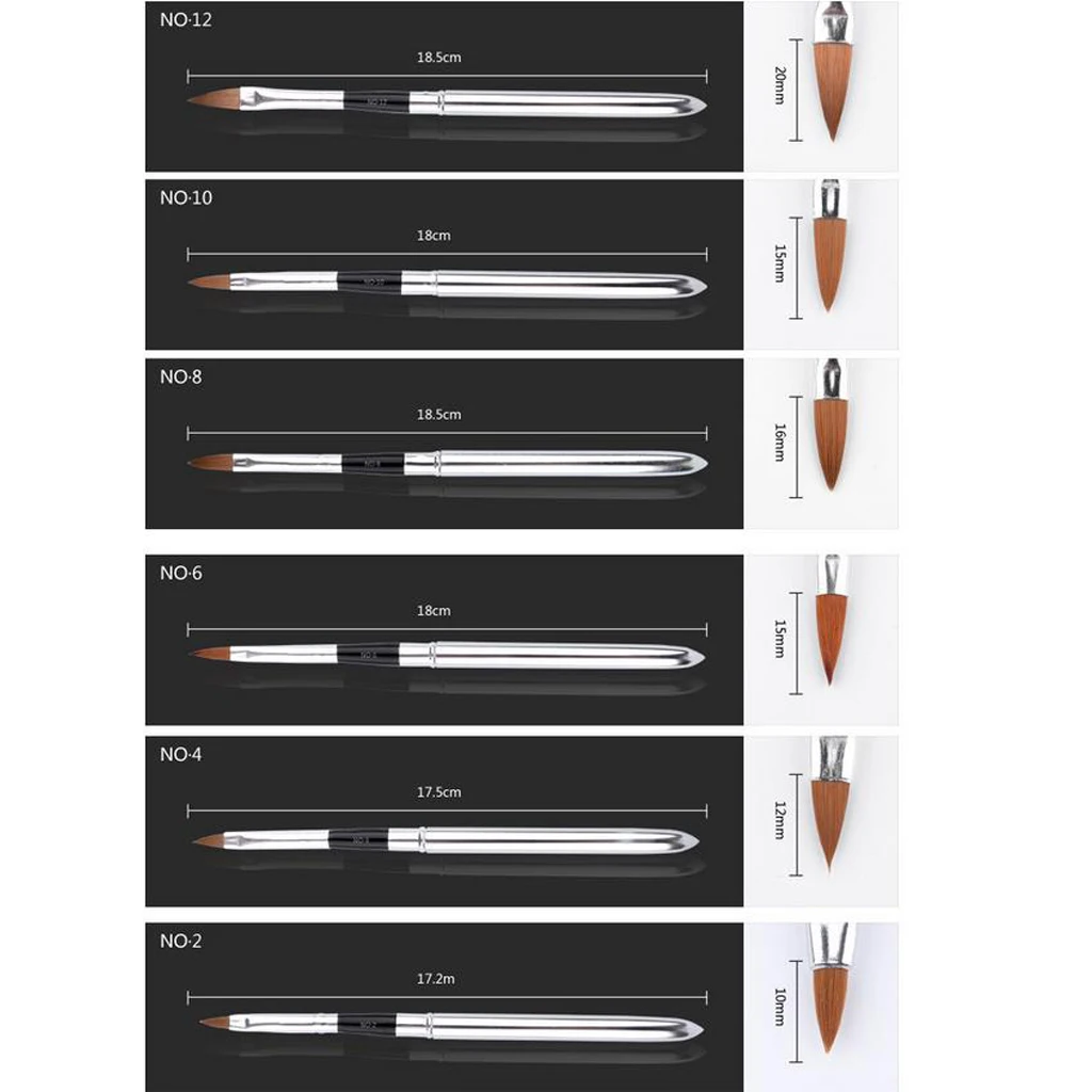 6x Pro Nail Art Brush Liner Drawing Painting Fine Head Line Pen 3D Nails DIY