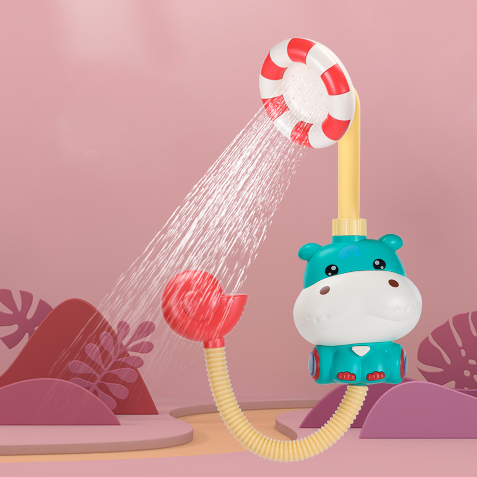 Cartoon Electric Baby Bath Toy Water Play Shower Hippo-shaped Sprinkler Sink for Swimming Pool Accessories Parent-child Toys