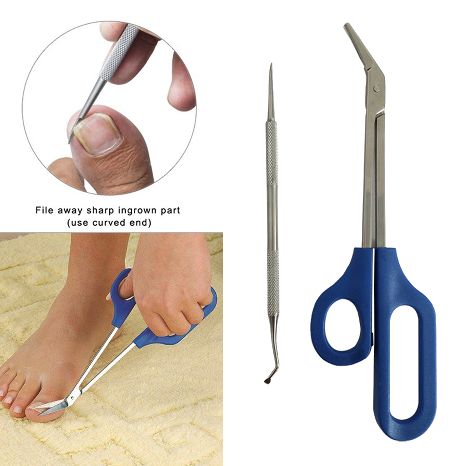 Long Handled Toenail Scissors and Clippers for Thick Nails Set Great for People