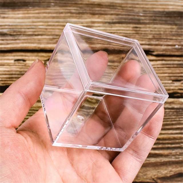 BIG SALES!!Square Cube 4pcs Clear Acrylic Storage Boxes Organizer Containers